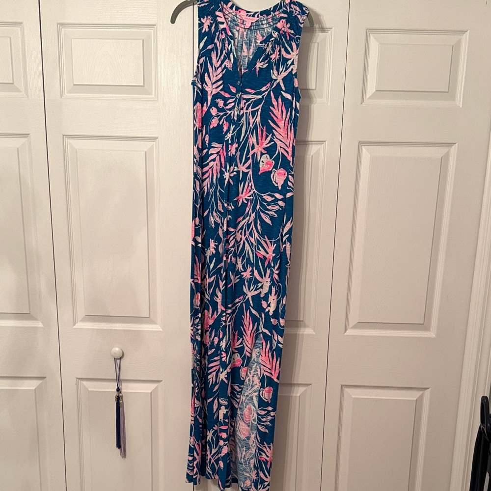 Floral Maxi Dress in teal and pink